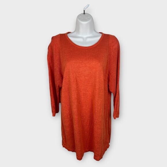 Women's J. Jill Zinnia Sweater Plus Size 1X Burnt Orange Linen Blend - Picture 1 of 8
